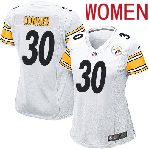 Women Pittsburgh Steelers 30 James Conner Nike White Game NFL Jersey